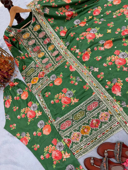 Đěsigner Party Wear Look Pur Chinon Silk Top Bottom & Dupatta Set  single available wholesale