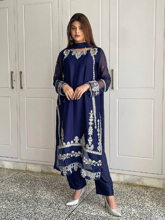 Elegant Embroidered Sequence Work Designer Three Piece Set single available wholesale
