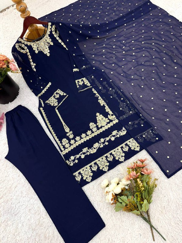 Elegant Embroidered Sequence Work Designer Three Piece Set single available wholesale