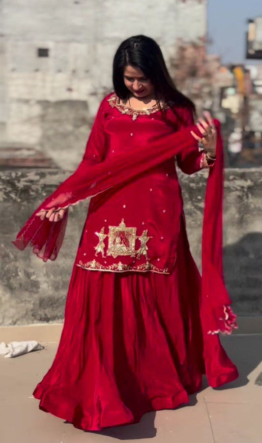 top Lehenga Natural Crep Silk Full sleeve(Full stitched)