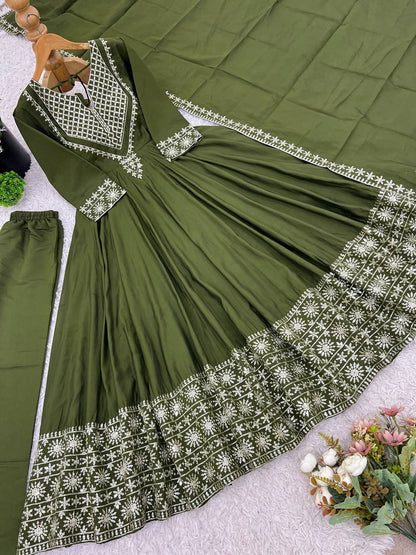 New Designer Collection In Roman simmer silk With Embroidery Work Top-Bottom And Dupatta Set Fully Stitched Ready To Wear single available wholesale