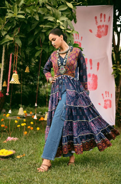 *NAVRATRI SPECIAL INDO-WESTERN SHRUG AND BLOUSE