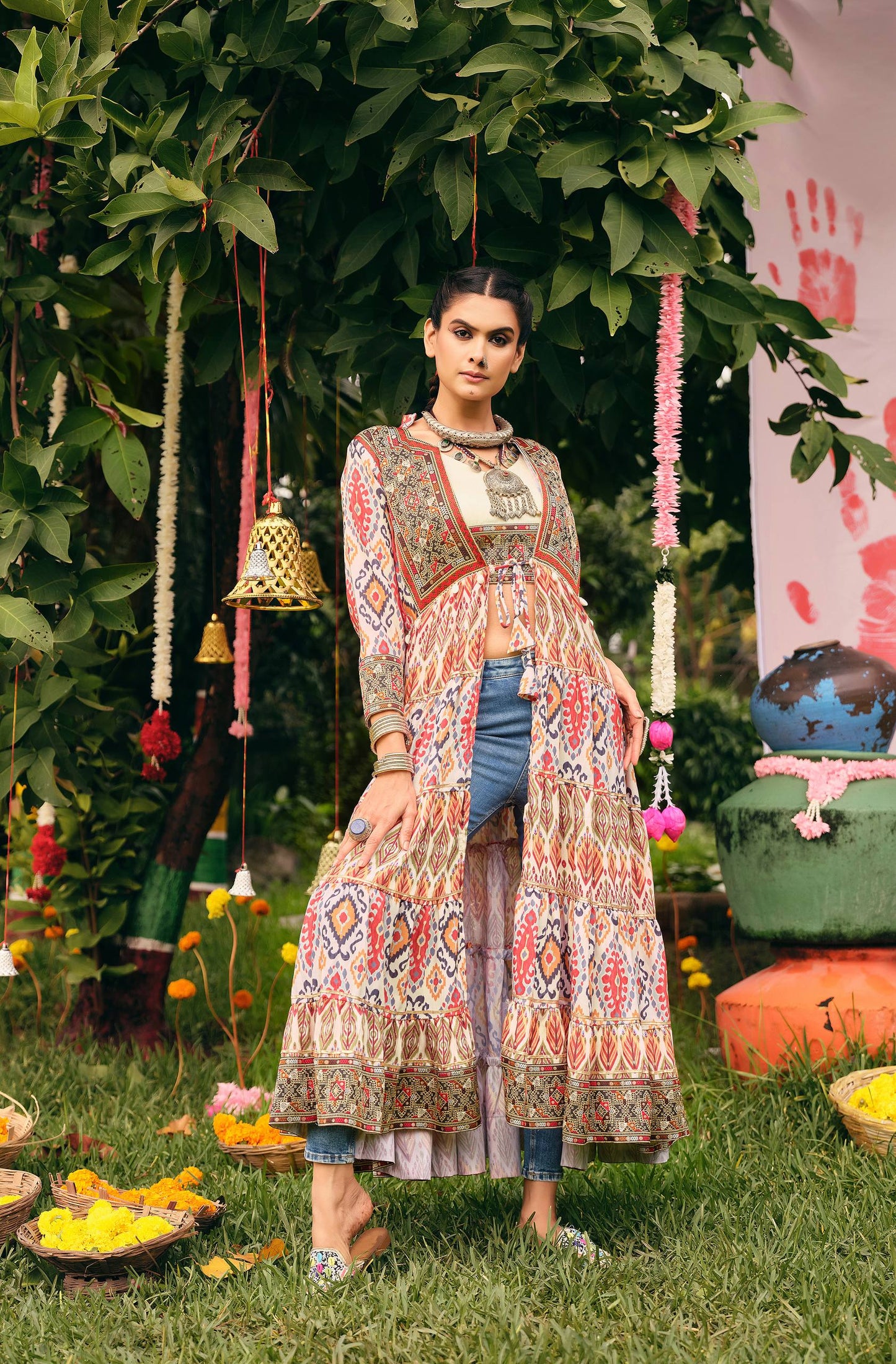 *NAVRATRI SPECIAL INDO-WESTERN SHRUG AND BLOUSE