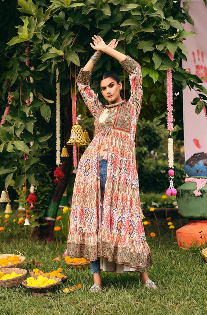 *NAVRATRI SPECIAL INDO-WESTERN SHRUG AND BLOUSE