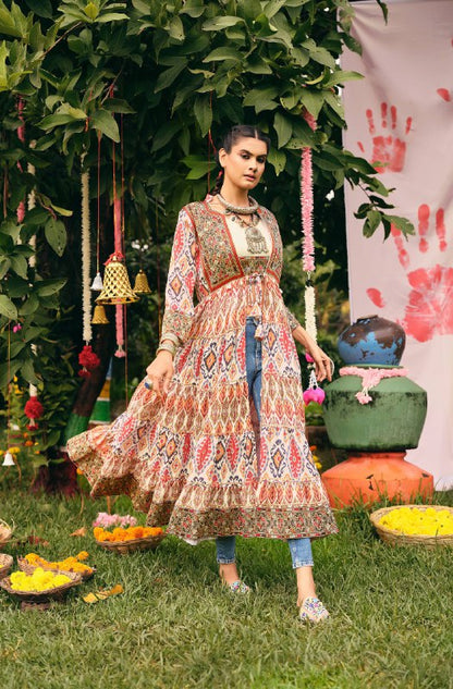 *NAVRATRI SPECIAL INDO-WESTERN SHRUG AND BLOUSE