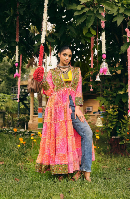 *NAVRATRI SPECIAL INDO-WESTERN SHRUG AND BLOUSE
