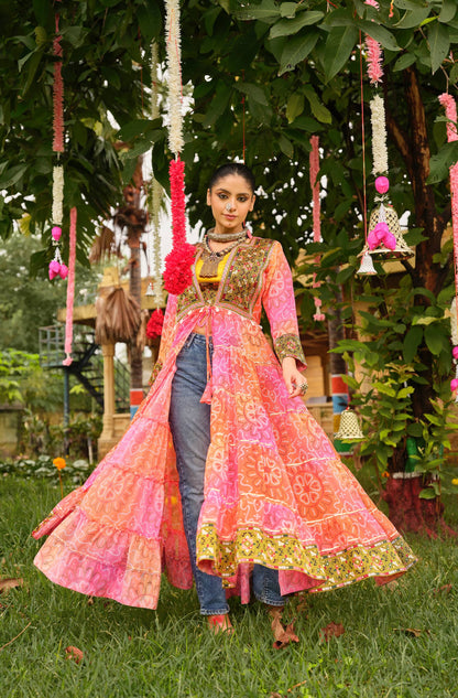 *NAVRATRI SPECIAL INDO-WESTERN SHRUG AND BLOUSE