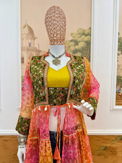 *NAVRATRI SPECIAL INDO-WESTERN SHRUG AND BLOUSE