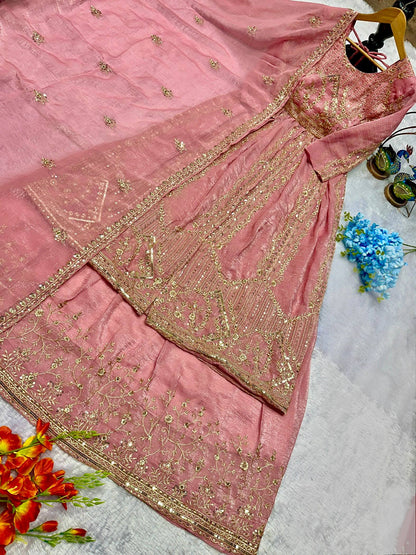 NEW ĐĚSIGNER PARTY WEAR LOOK  GOWN WITH LAHENGHA AND EMBROIDERY  WORK single available wholesale