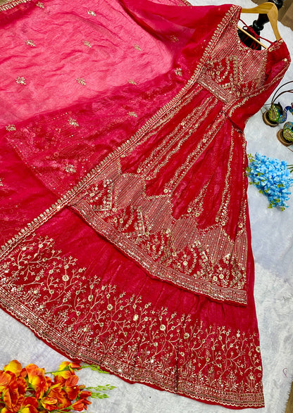 NEW ĐĚSIGNER PARTY WEAR LOOK  GOWN WITH LAHENGHA AND EMBROIDERY  WORK single available wholesale