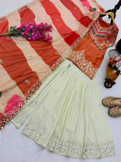 Designer Embroidered Top Plazzo Dupatta Set Collection