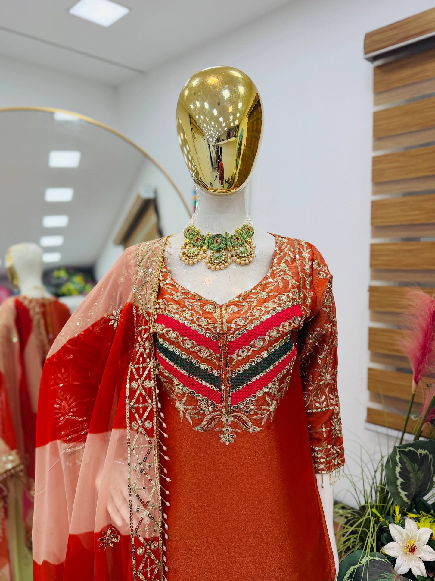 Designer Embroidered Top Plazzo Dupatta Set Collection