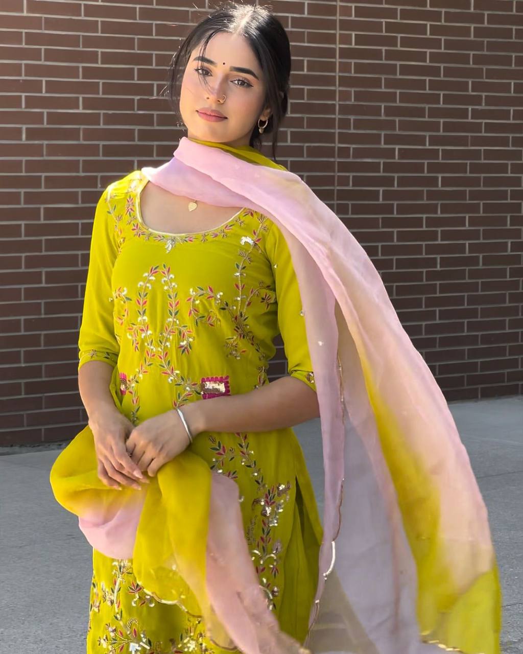 DESIGNER WEAR EXCLUSIVE SARARA SUIT IN EMBROIDERED WORKED TOP AND SARARA WITH DUPATTA PAIR  single available wholesale