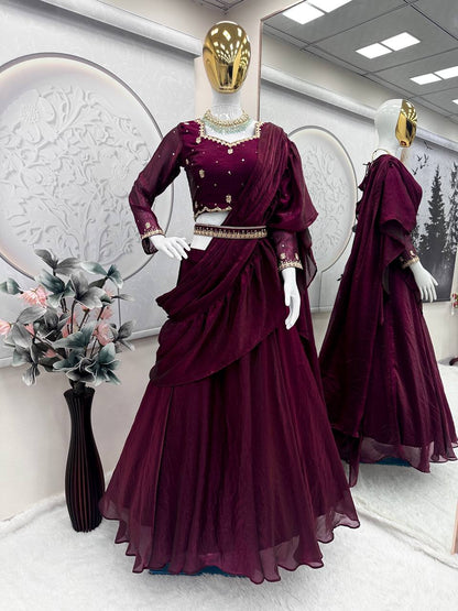Designer Party Wear Lahenga Saree Collection single available wholesale