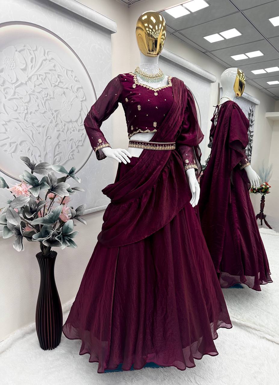 Designer Party Wear Lahenga Saree Collection single available wholesale