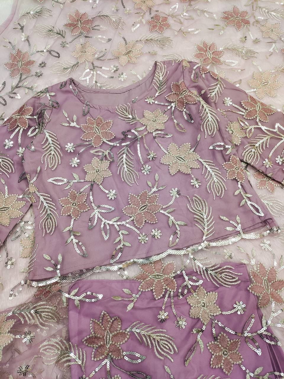 DESIGNER HEAVY NATURAL SILK AND SOFT NET WITH  EMBROIDERY SEQUENCE WORK single available wholesale