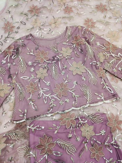 DESIGNER HEAVY NATURAL SILK AND SOFT NET WITH  EMBROIDERY SEQUENCE WORK single available wholesale