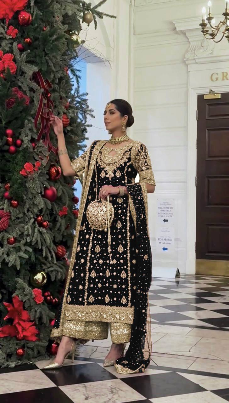 New Designer Party Wear Look Top-Plazzo and Dupatta With Heavy Embroidery Work