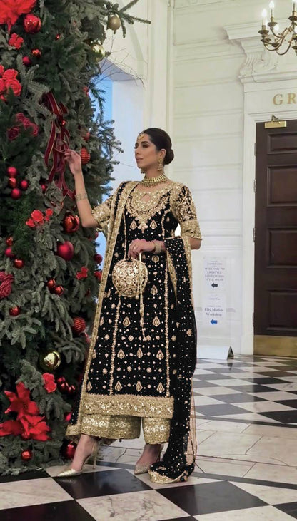 New Designer Party Wear Look Top-Plazzo and Dupatta With Heavy Embroidery Work