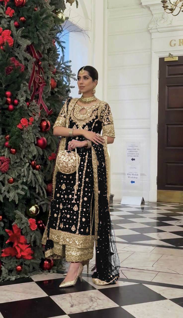 New Designer Party Wear Look Top-Plazzo and Dupatta With Heavy Embroidery Work