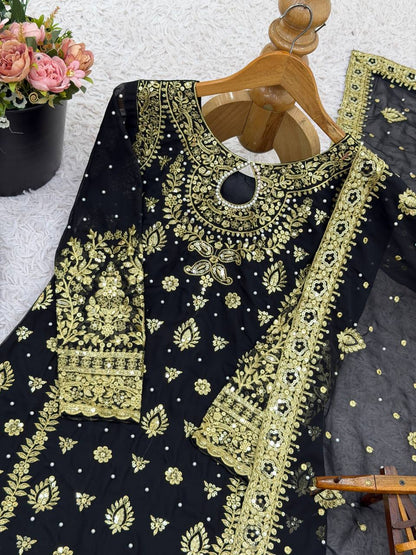 New Designer Party Wear Look Top-Plazzo and Dupatta With Heavy Embroidery Work