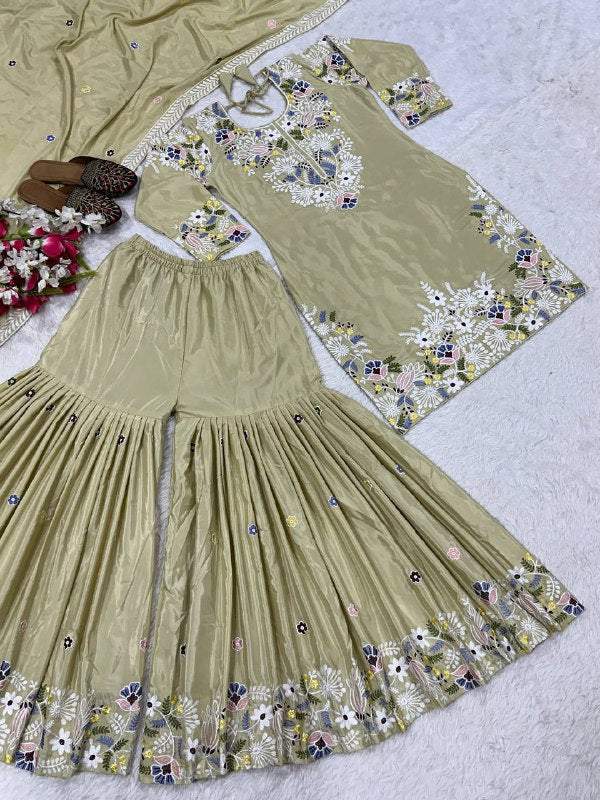 Designer Party Wear Look Top , Sharara Plazzo  and Dupatta single available wholesale