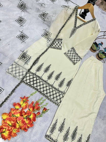 NEW ĐĚSIGNER PARTY WEAR TOP AND PLAZZO. WITH FANCY DUPPATA WITH  EMBROIDERY WORK single available wholesale