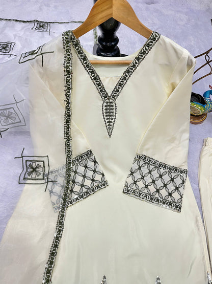 NEW ĐĚSIGNER PARTY WEAR TOP AND PLAZZO. WITH FANCY DUPPATA WITH  EMBROIDERY WORK single available wholesale