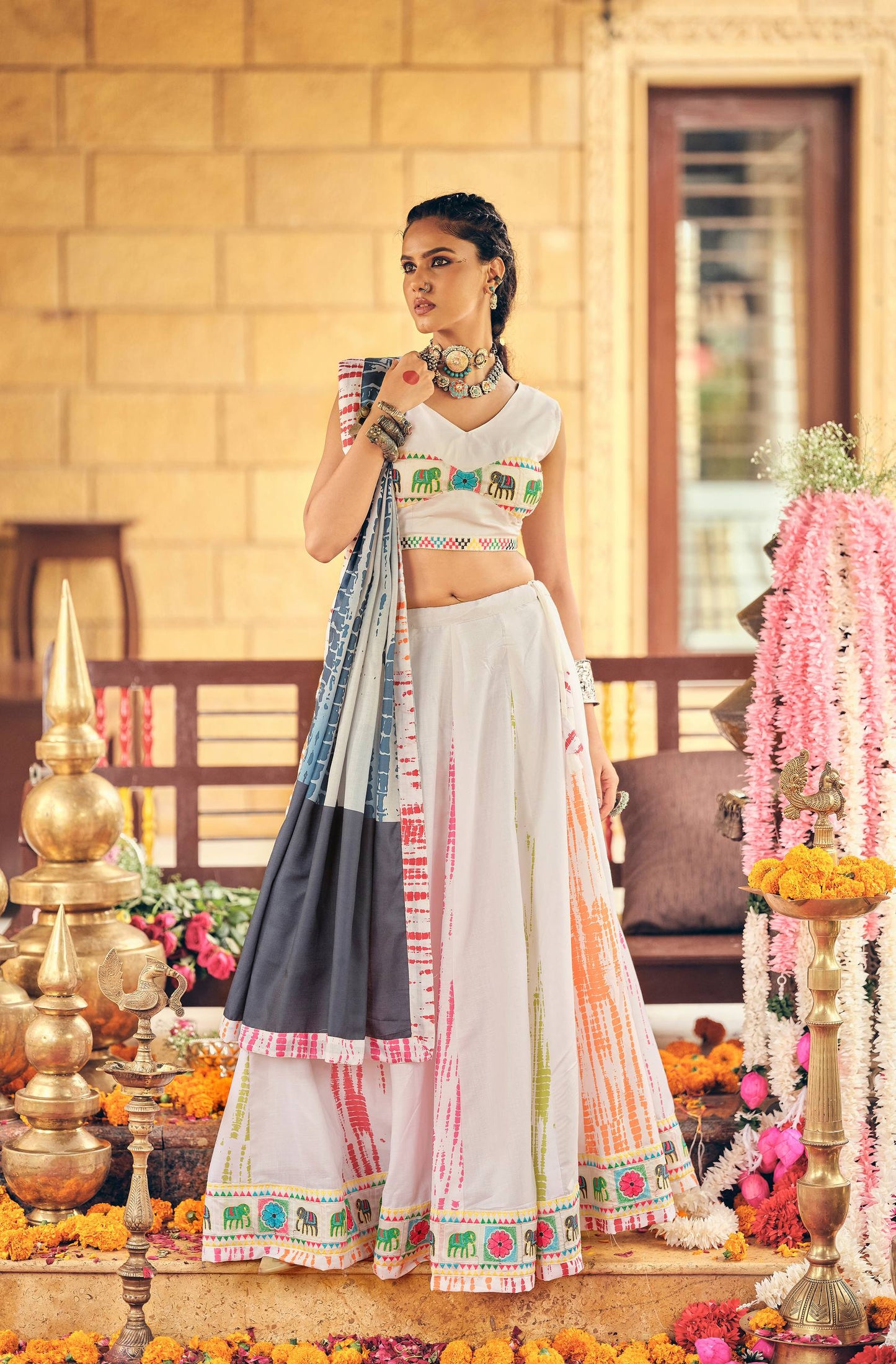 navrati COMING WITH PURE COTTON FABRIC WITH EMBROIDERY & MIRROR WORK single available wholesale
