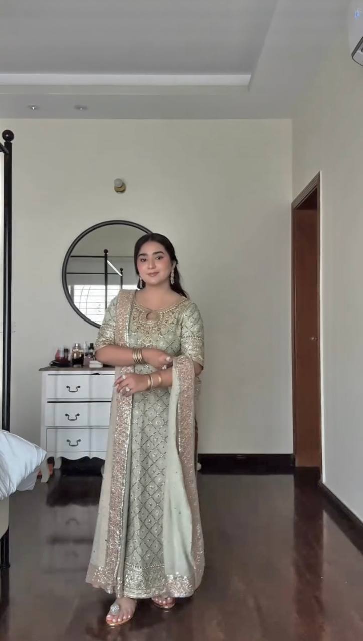 NEW READY TO WEAR DESIGN HEAVY EMBROIDERY AND SEQUENCE WORK TOP - PENT WITH  DUPATTA