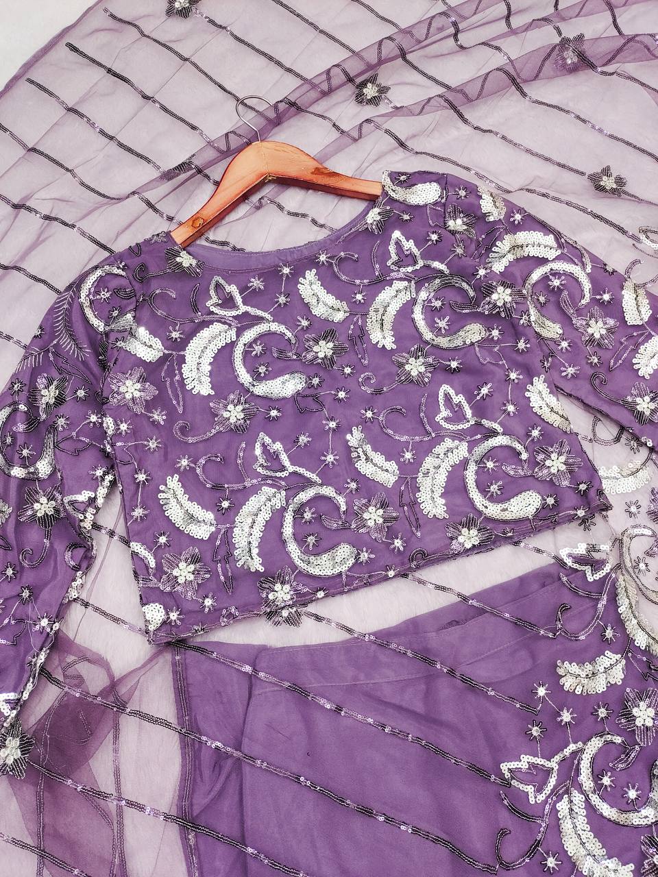 DESIGNER HEAVY NATURAL SILK AND SOFT NET WITH  EMBROIDERY SEQUENCE WORK single available wholesale