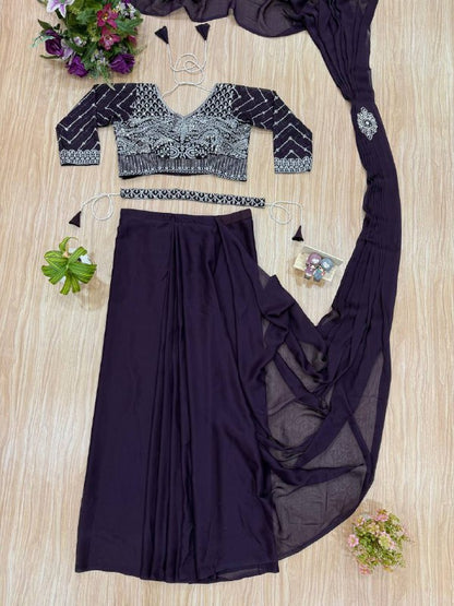 NEW SUPERHIT TRENDING READY TO WEAR SAREE WITH FULLY EMBROIDERED STYLIST BLOUSE ON  RANGOLI FABRIC