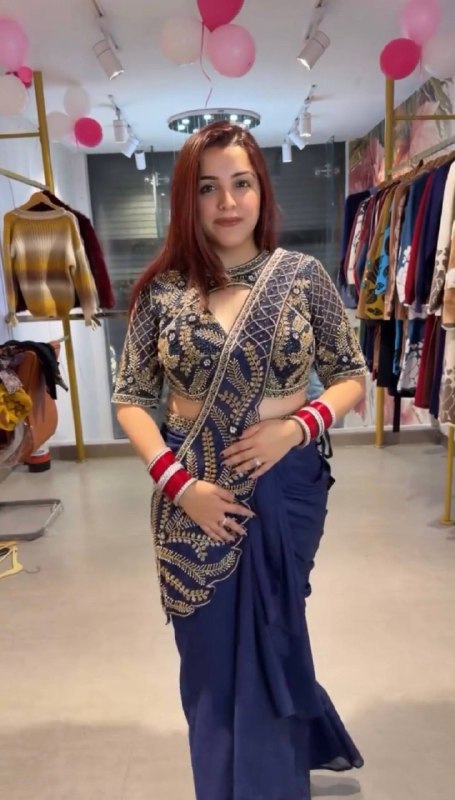 DRAPE SAREE….* 🚀 *🥻WE ARE LAUNCHING NEW SUPERHIT TRENDING READY TO WEAR SAREE WITH SEMI-BEADS & EMBROIDERED STYLIST BLOUSE & ON FAUX GEORGETTE FABRIC