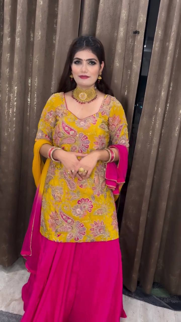 Top Lehenga  Natural Crep Silk Sleeve