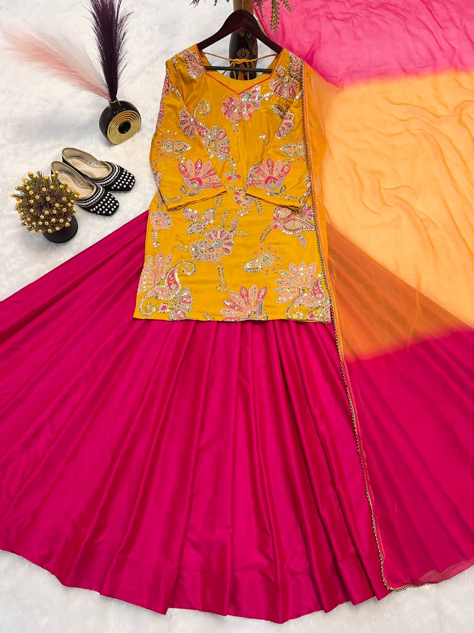 Top Lehenga  Natural Crep Silk Sleeve