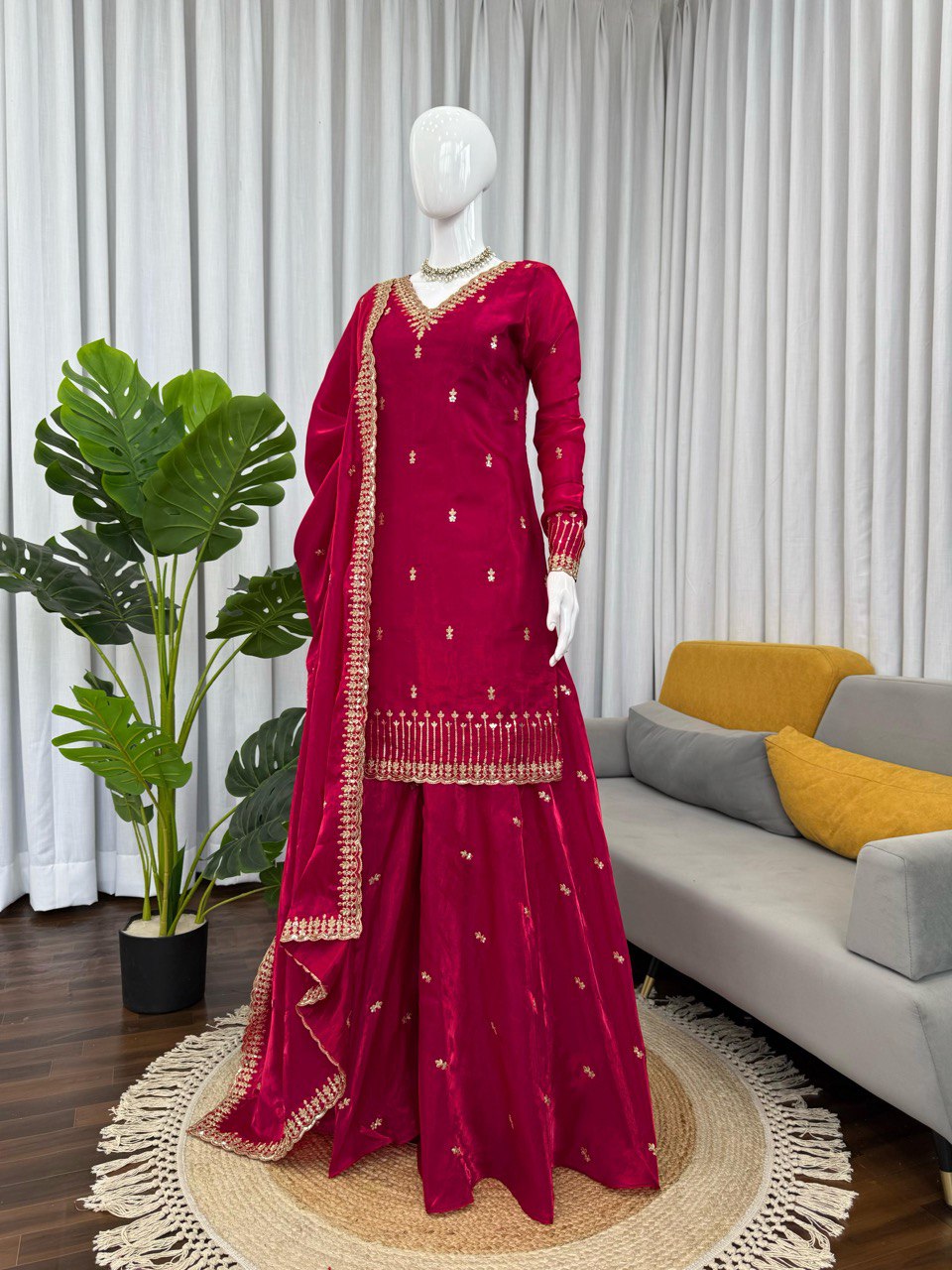 Designer Palzoo Set – Elegant Ethnic Wear ✨ 🎀 Crafted in Classy Tones with Premium Fabric & Detailing