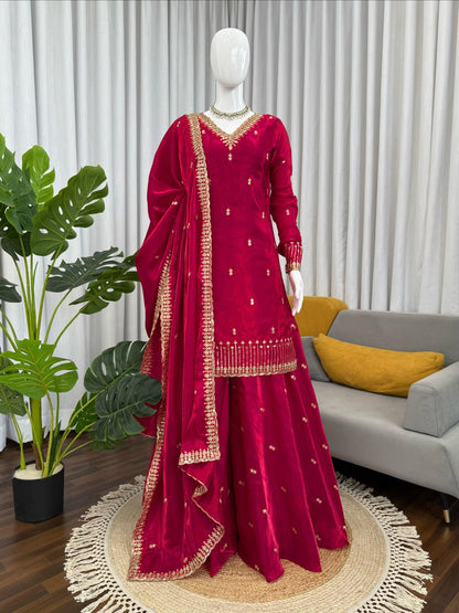 Designer Palzoo Set – Elegant Ethnic Wear ✨ 🎀 Crafted in Classy Tones with Premium Fabric & Detailing