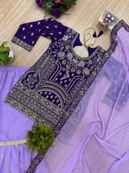 THREE PIECE EMBROIDERED SUIT ON GEORGETTE FABRIC WITH HEAVY WORK