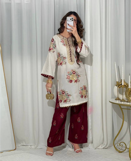 FESTIVAL SPECIAL 🌙LAUNCHING THREAD & SEQUINS, FAUX GEORGETTE FABRIC✨KURTI, DUPATTA & PENT* *👗 THIS SET IS COMING WITH EMBROIDERY WORK & STYLIST PATTERN FOR EVERY FESTIVAL