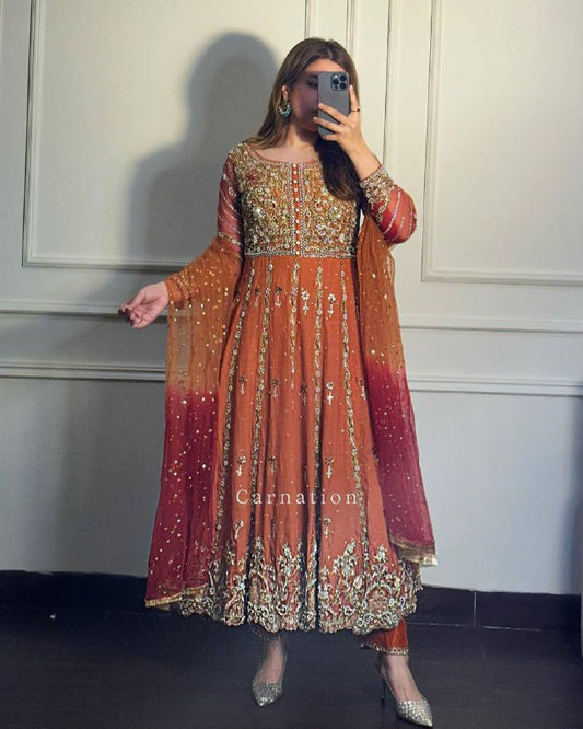 NEW DESIGNER SEQUINS & ZARI EMBROIDERED ANARKALI GOWN