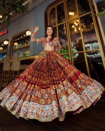 navrati lehenga choli in heavy Butter silk . Quality is worth paying single available wholesale