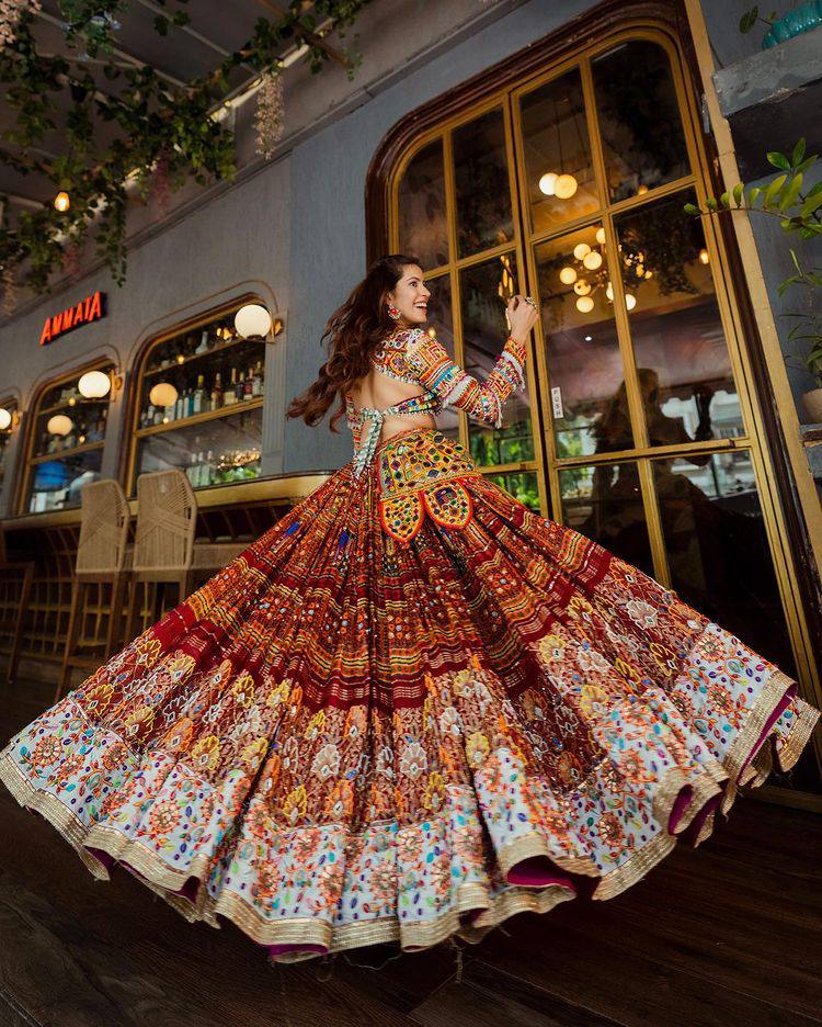 navrati lehenga choli in heavy Butter silk . Quality is worth paying single available wholesale