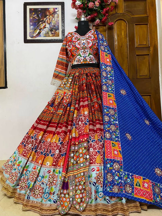 navrati lehenga choli in heavy Butter silk . Quality is worth paying single available wholesale