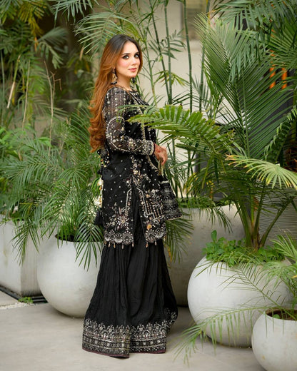 Đěsigner Party Wear Look Pur Heavy Faux Georgette Top Plazzo & Dupatta Set single available wholesale