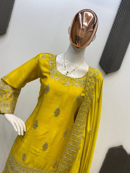 EXCLUSIVE PLAZZO PAIR WITH  SEQUENCE EMBROIDERY WORK  single available wholesale