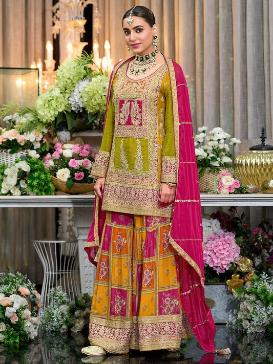DESIGNER HEAVY PAKISHTANI SHARARA SUIT SET single available wholesale