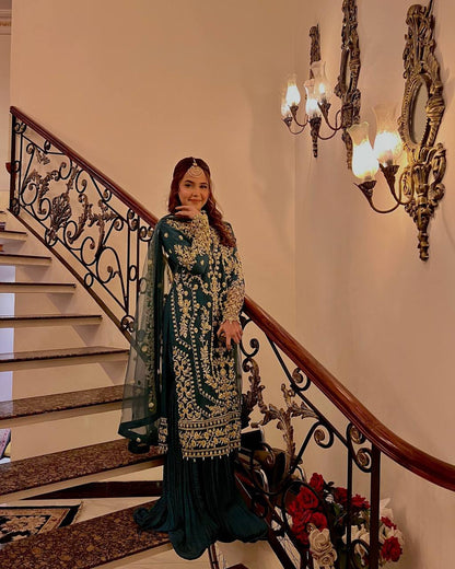 Đěsigner Party Wear Look Pur Heavy Faux Georgette Top Plazzo & Dupatta Set single available wholesale