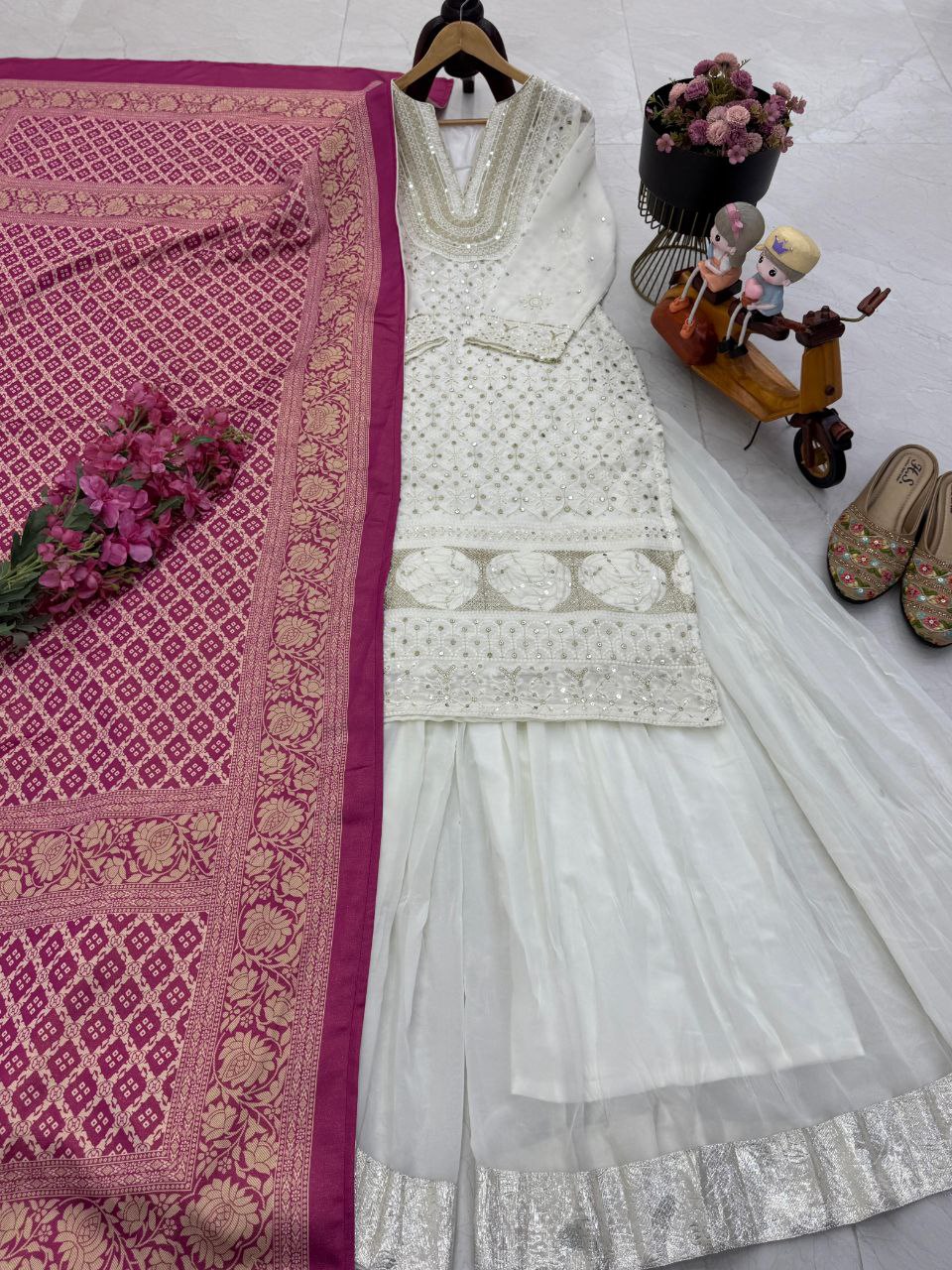 Designer Party Top Pallazo & Dupatta single available wholesale
