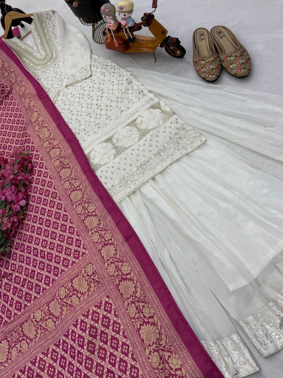 Designer Party Top Pallazo & Dupatta single available wholesale
