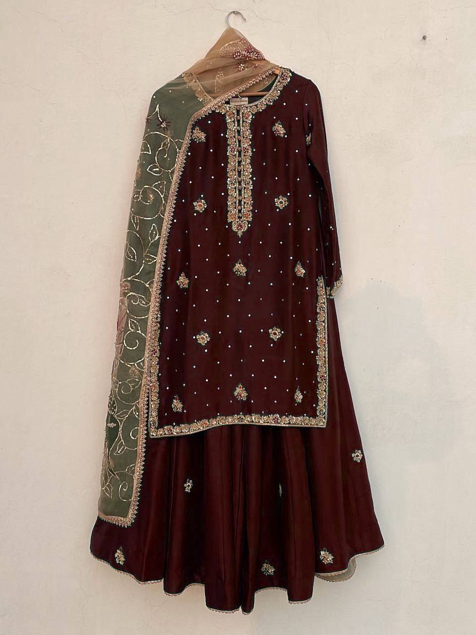 DESIGNER WEAR EXCLUSIVE SUIT IN EMBROIDERED WORKED TOP AND PLAZZO  WITH DUPATTA PAIR*